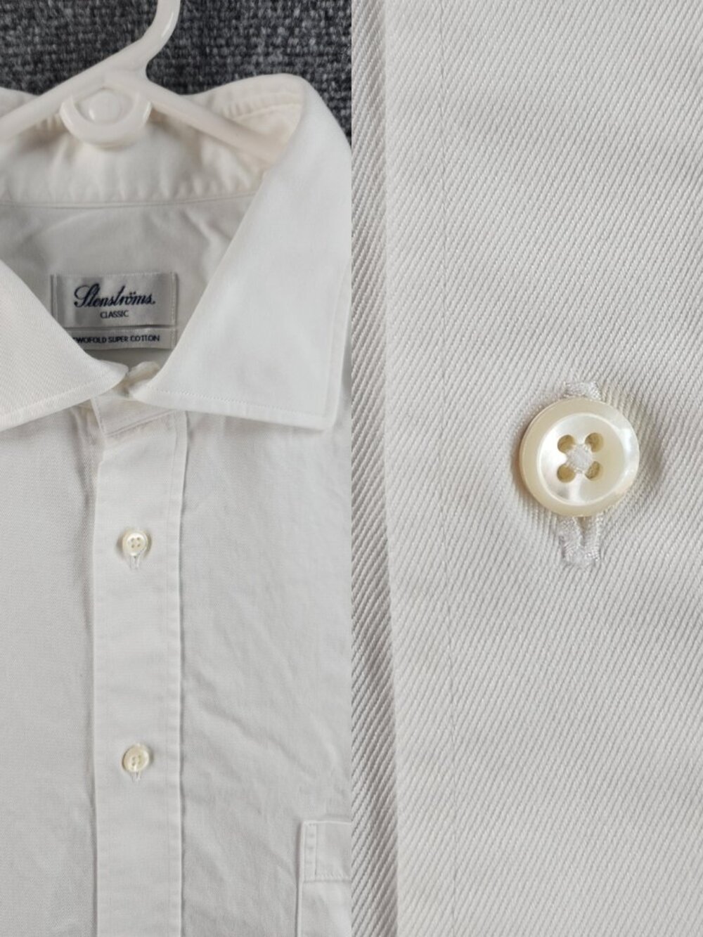Stenstroms 45 Classic Twofold Super Cotton White Long Sleeve Mens Button Up